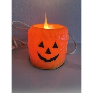 Vintage Pumpkin Light Jack O Lantern Halloween Faux Candle Flame Bulb